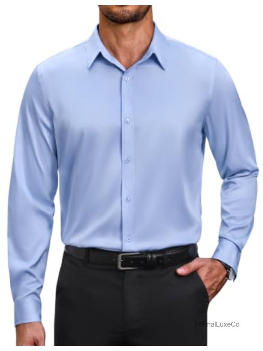 Men's Wrinkle Free Stretch Button Down Dress Shirt Long Sleeve
